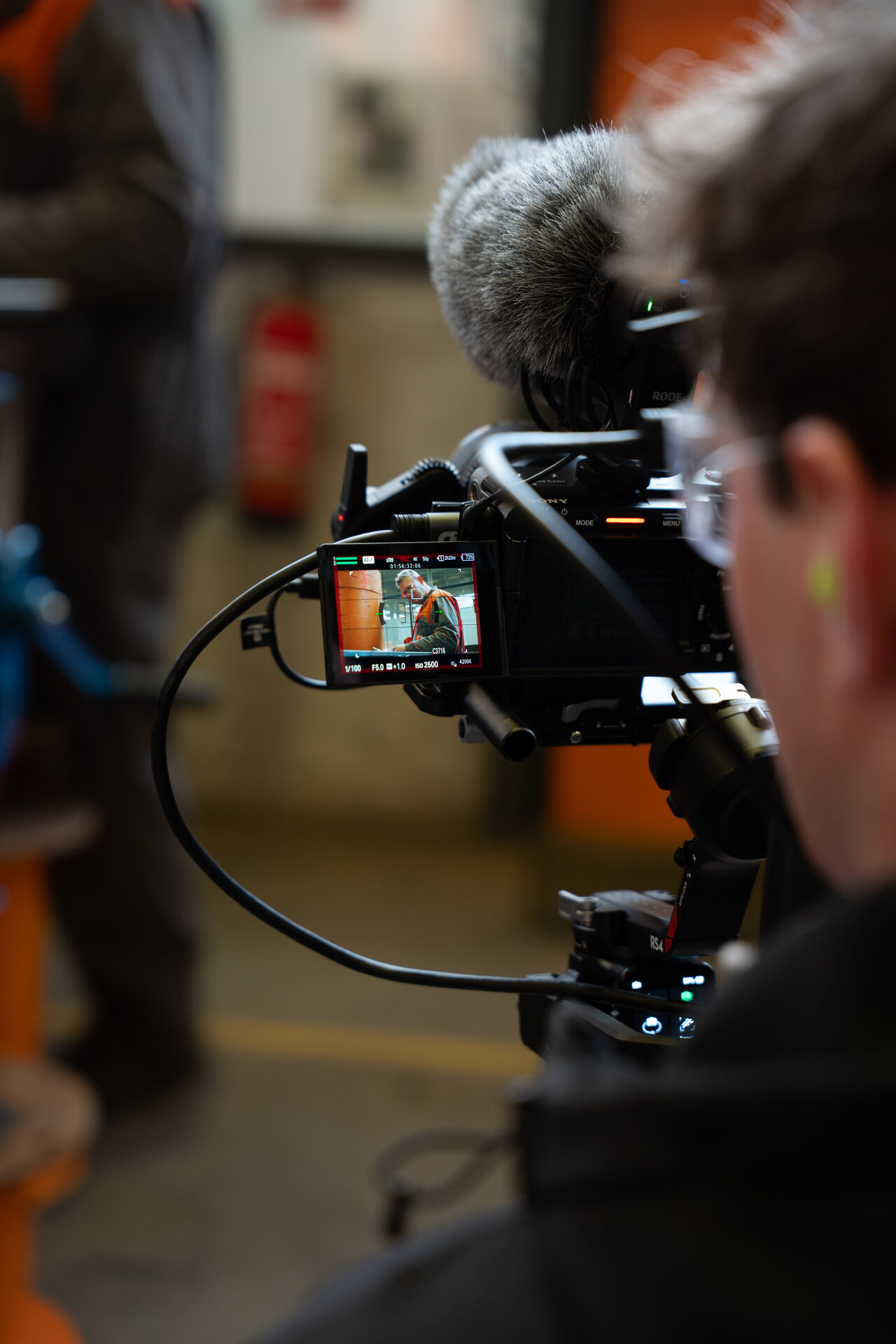 Camera-monitor tijdens een interviewopname